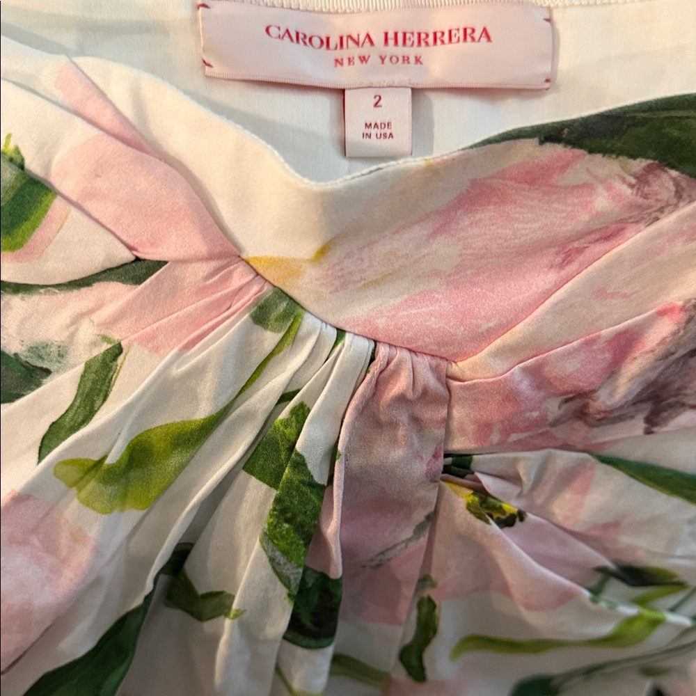 Carolina Herrera Pink and Green Floral Maxi Skirt